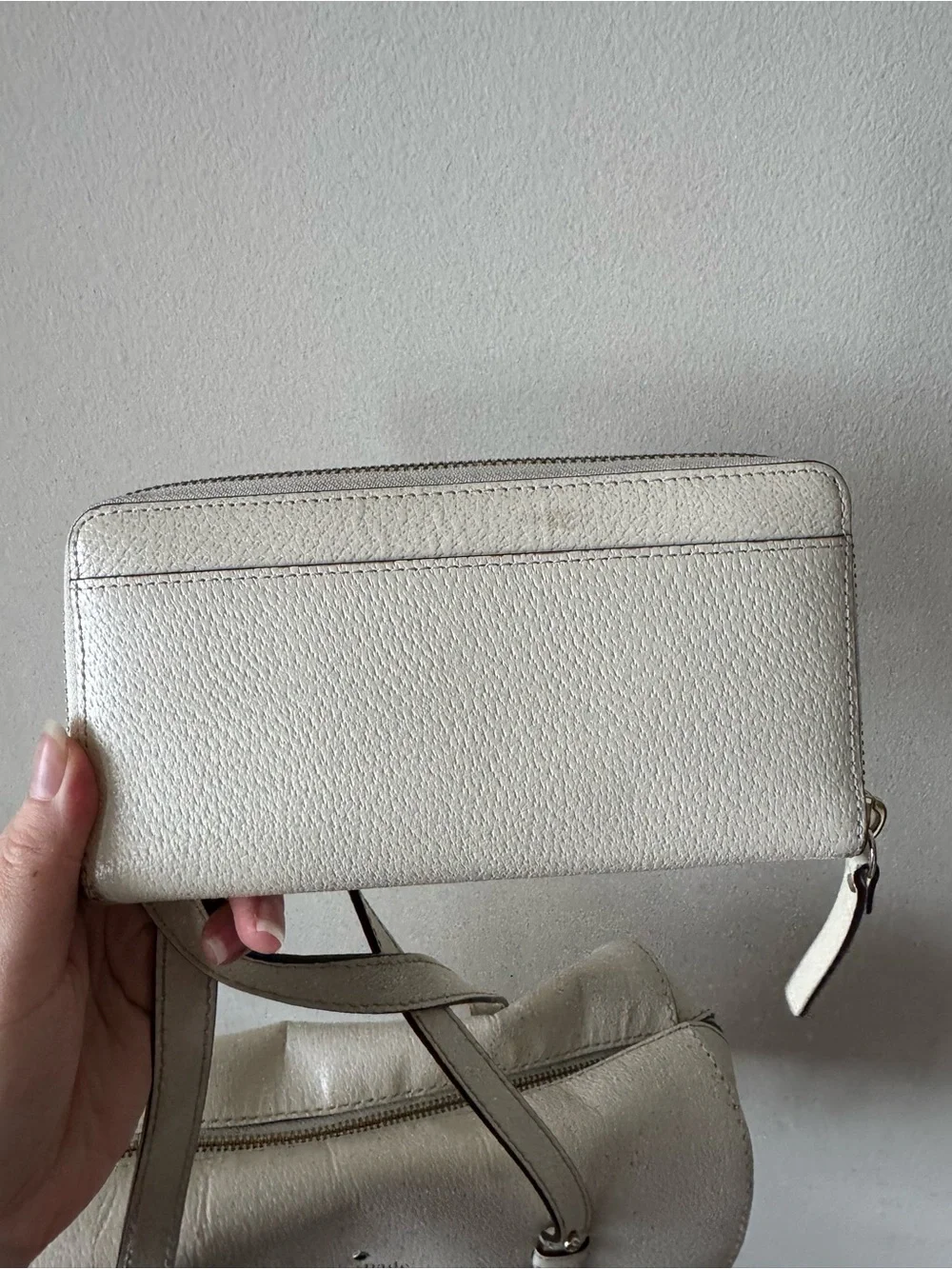 kate spade Cream Leather Grand Street Bag with Wellesley Neda Matching Wallet